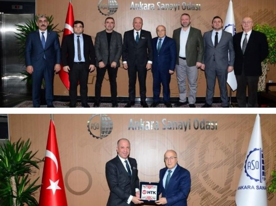 Ahmet Kurt başkanlığındaki HTK heyetinden ASO Başkanı Seyit Ardıç’a tebrik ziyareti