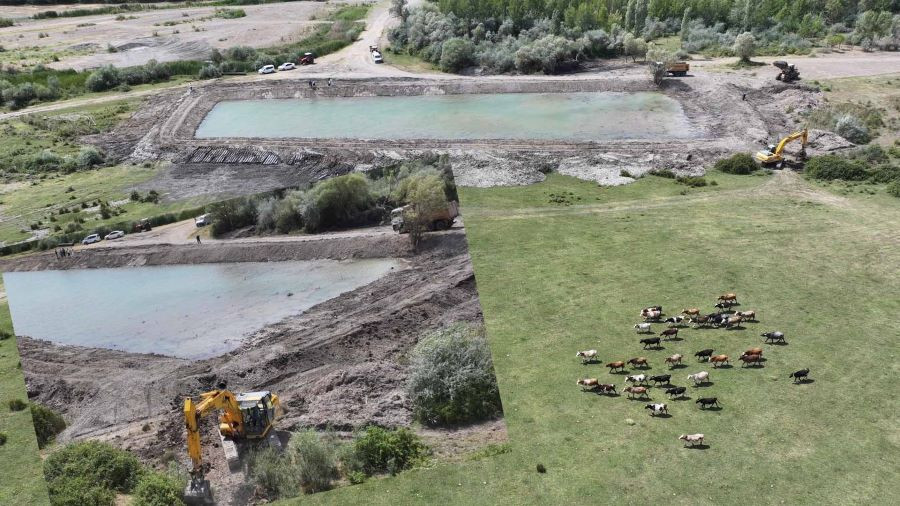 Ankara Büyükşehir Belediyesinden Hayvan Su İçme Göleti Temizliği