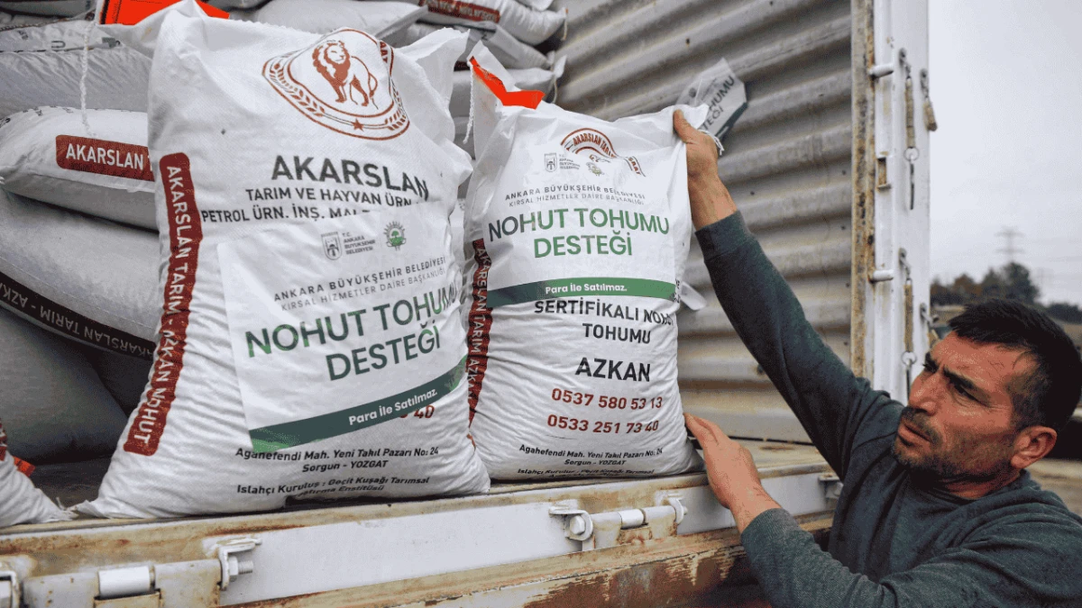 Ankara B&uuml;y&uuml;kşehir'den &uuml;reticiye nohut tohumu