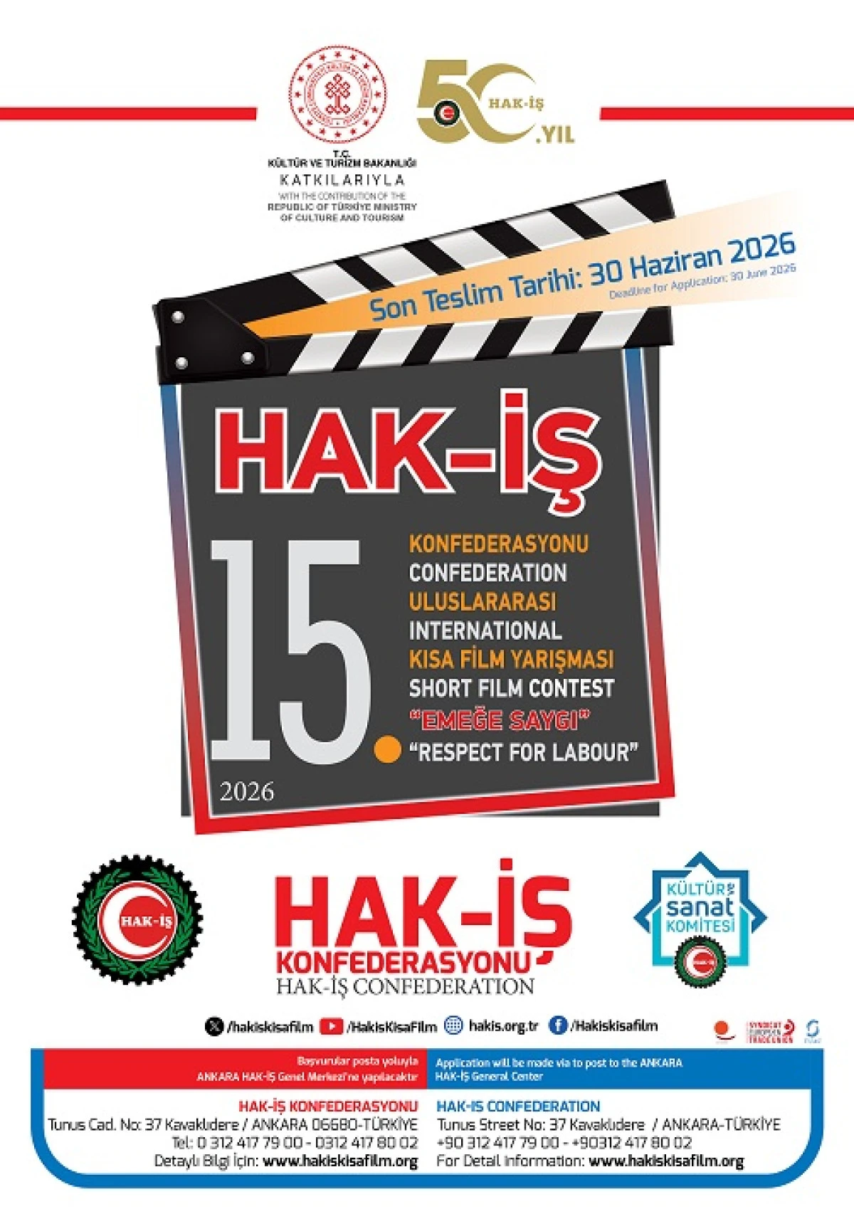 HAK-İŞ Kısa Film Yarışması başvuruları 3 bini geçti